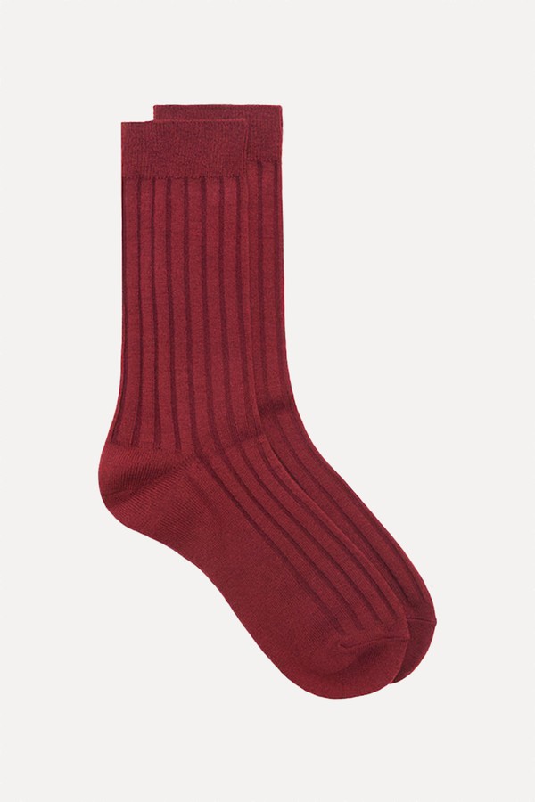 Ribbed Wool Blend Socks