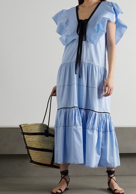 Cora Bow-Detailed Tiered Cotton-Poplin Maxi Dress from Lug Von Siga