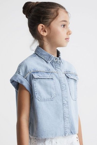 Sandie Denim Crop Top from Reiss