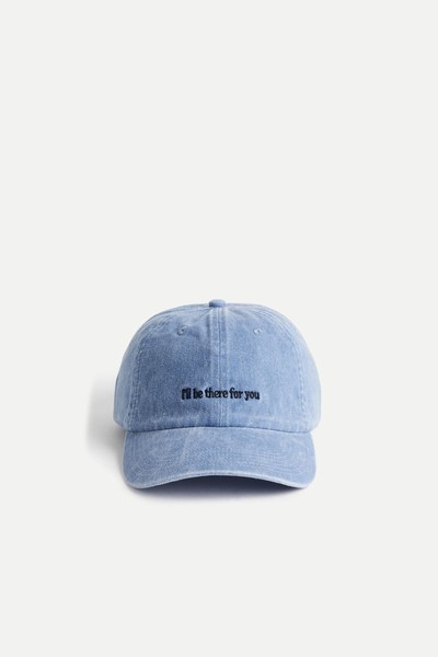 Embroidered-Motif Cotton Cap