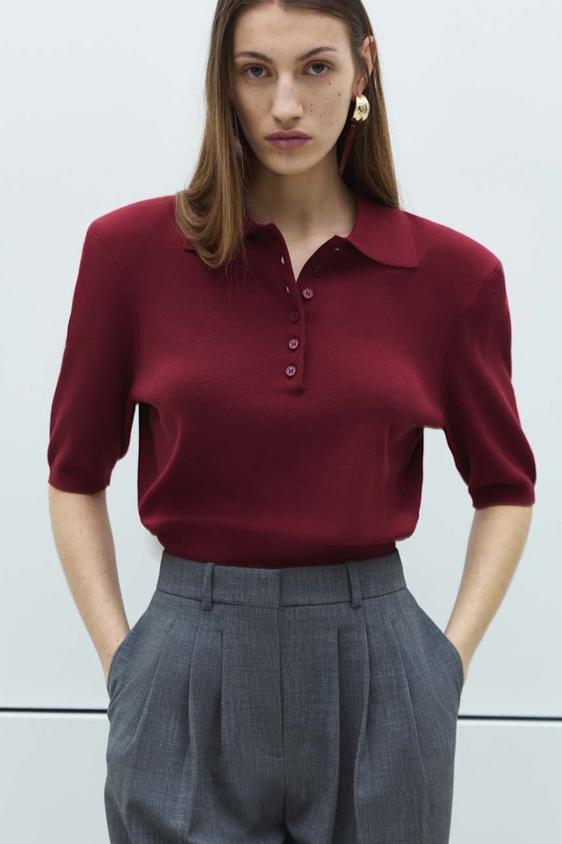 Collared Slim Fit Cropped Knitted Top from Marks & Spencer