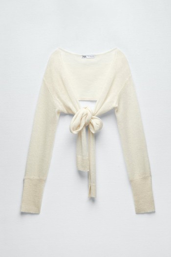 Knit Cardigan With Bow from Zara