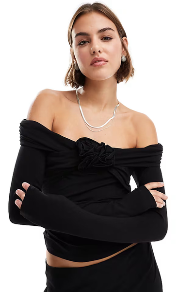 Off Shoulder Long Sleeve Top With Front Corsage from & Other Stories