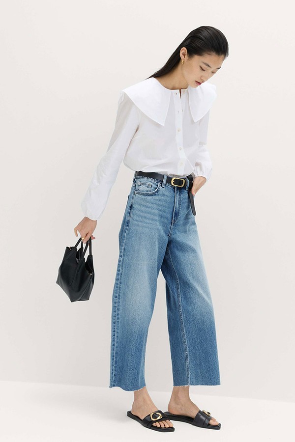High Waisted Wide Leg Cropped Jeans