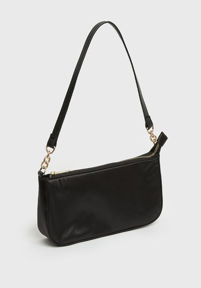 Black Satin Chain Shoulder Bag