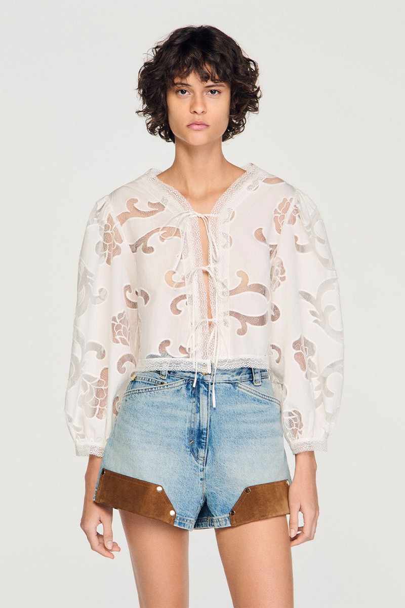 Floral Openwork Crop Top from Sandro
