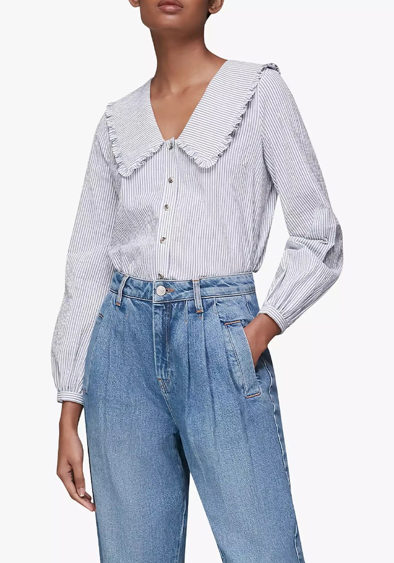Striped Oversized Collar Blouse from Whistles