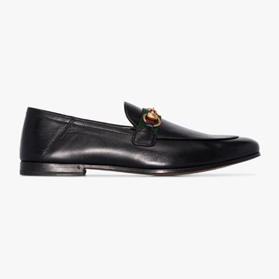 Leather Horsebit Loafers With Web from Gucci