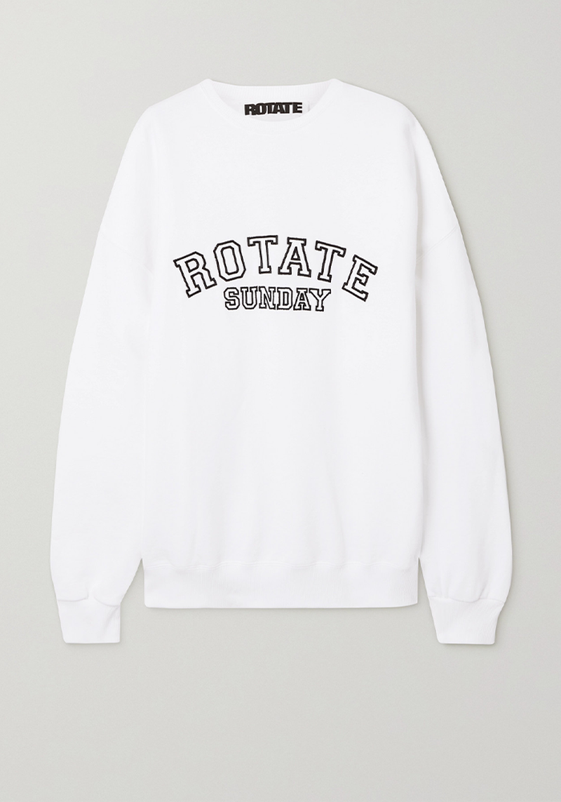 Iris Oversized Appliquéd Organic Cotton-Jersey Sweatshirt from Rotate Birger Christensen