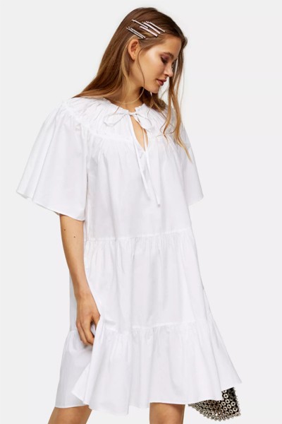 White Poplin Smock Mini Dress