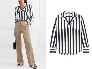 Striped Washed-Silk Shirt from Frame