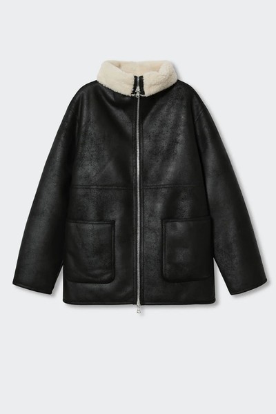 Faux Shearling Lining Coat from Mango