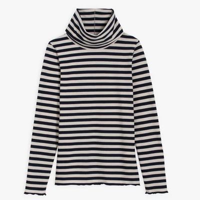 Beige And Navy Blue Striped T-Shirt from Agnes B