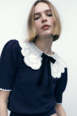 Knit Sweater With Peter Pan Collar