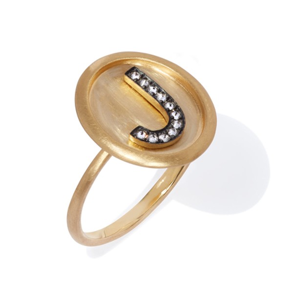 18ct Gold Diamond Initial J Ring