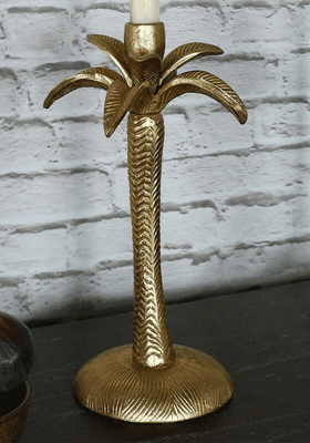 Vintage Gold Palm Tree Shape Candlestick Holder 