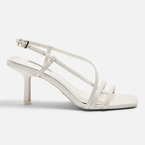 Strippy White Heeled Sandals from Topshop