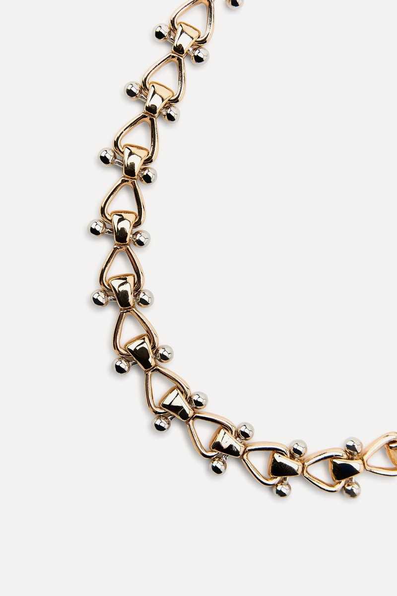 Contrast Metal Piece Necklace