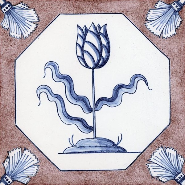 Delft Blue & Manganese Flower Tiles from Douglas Watson Studio