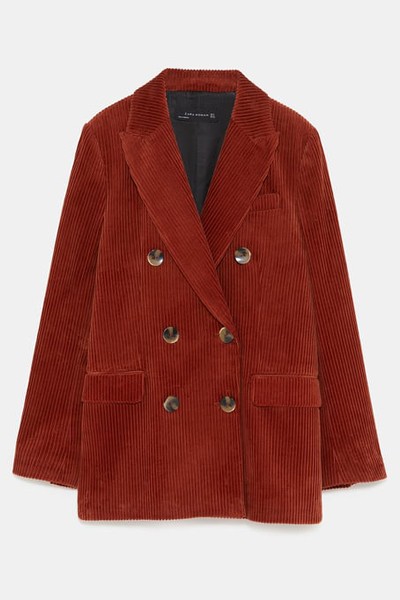 Double-Breasted Corduroy Blazer from Zara