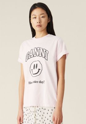 Printed Organic Cotton Jersey T-Shirt from Ganni