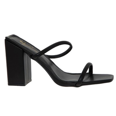 Black Square Toe Heeled Sandals