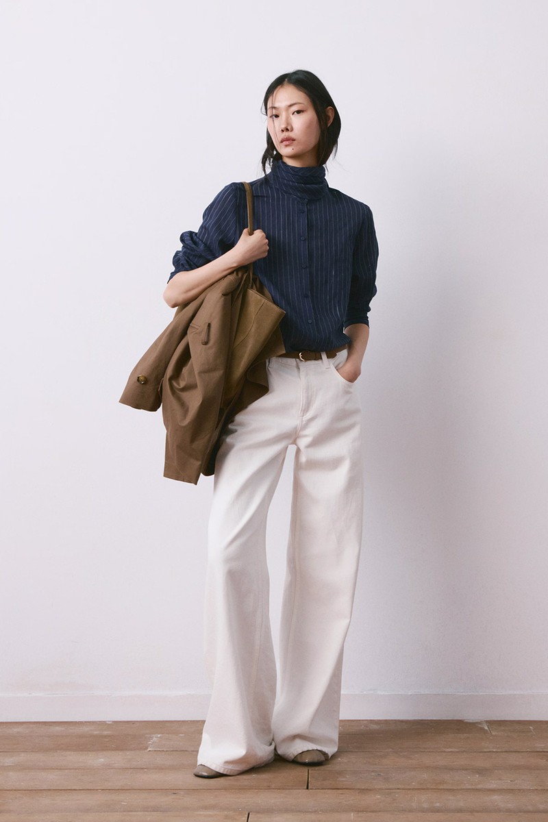 Striped Blouse With Bow Tie Neck from Mango