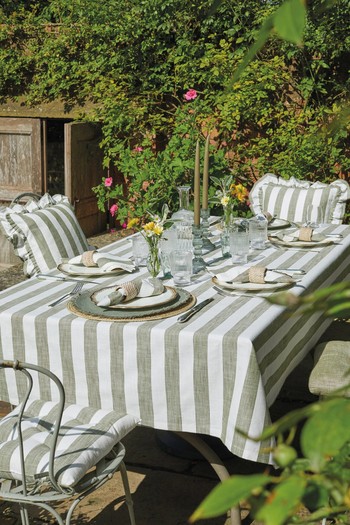 Wide Stripe Cotton Tablecloth from Walton & Co