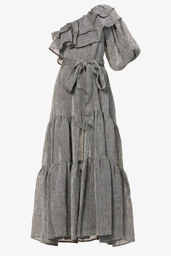 Arden One Sleeve Linen Blend Midi Dress from Lisa Marie Fernandez