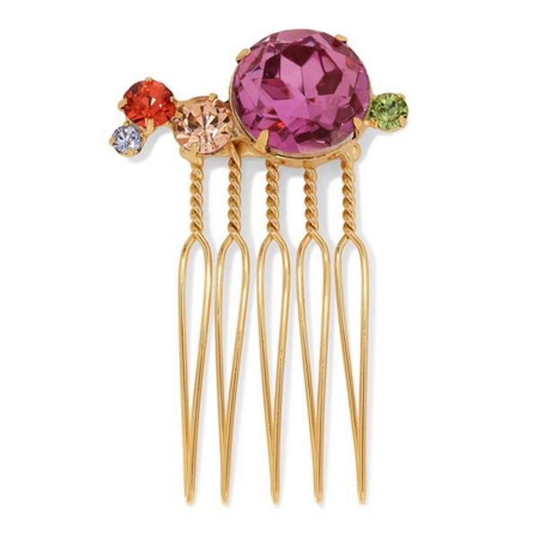 Gold Tone Crystal Hair Slide from Lelet NY