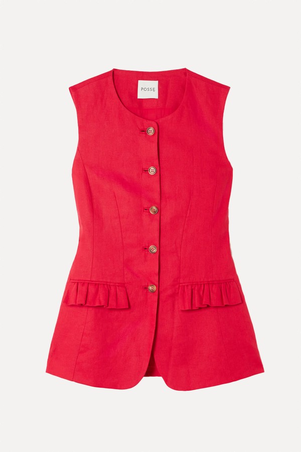Matilda Ruffled Linen Vest from Posse