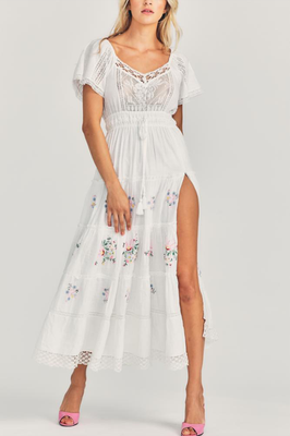 Charo Embroidered Lace Trimmed Maxi Dress from LoveShackFancy