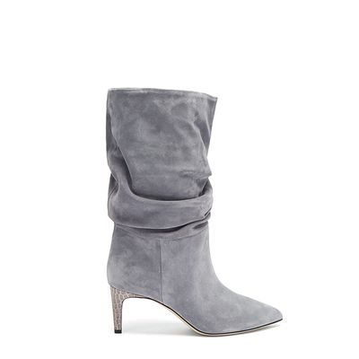 Slouchy Python-Effect Leather Ankle Boots