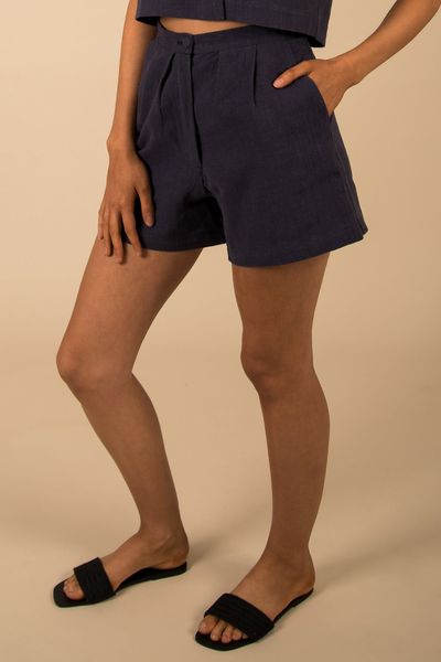 Blue Linen Francine Shorts from Olana Clothing