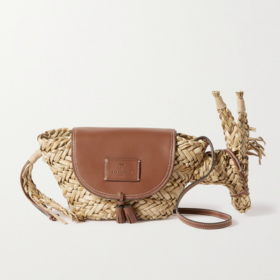 Basket Donkey Raffia And Leather Shoulder Bag from Anya Hindmarch