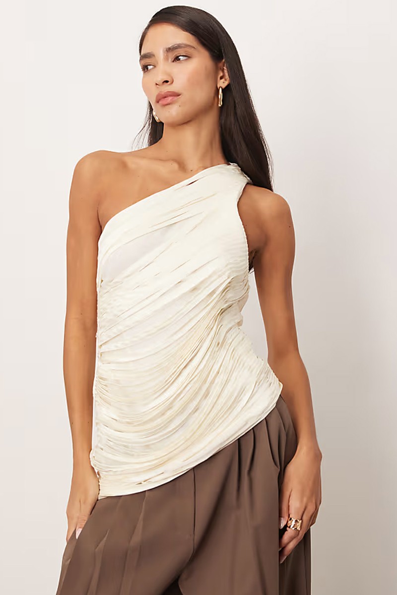  Draped Fringe One Shoulder Top from ARRANGE