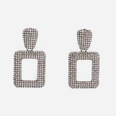 Geometric Rhinestone Earrings from Zara