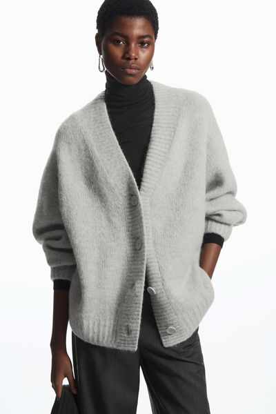 Oversized V-Neck Alpaca-Blend Cardigan from COS