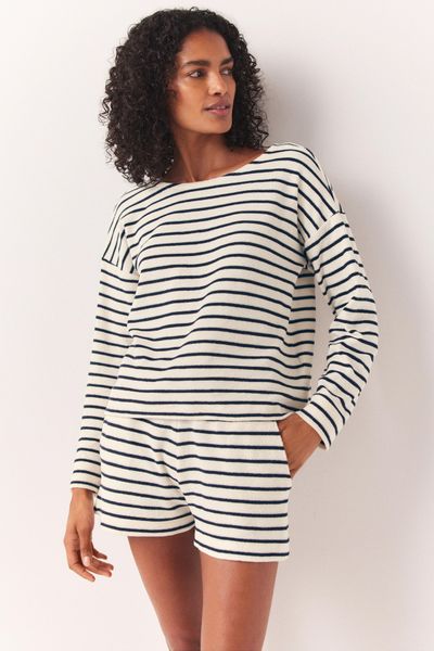 Towelling Stripe Sweatshirt