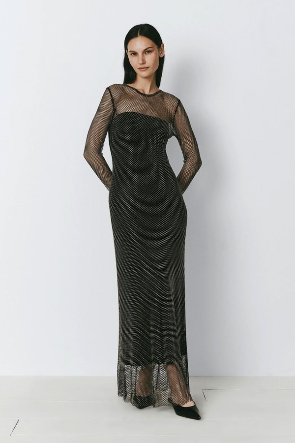 Pierres Rhinestone Mesh Dress