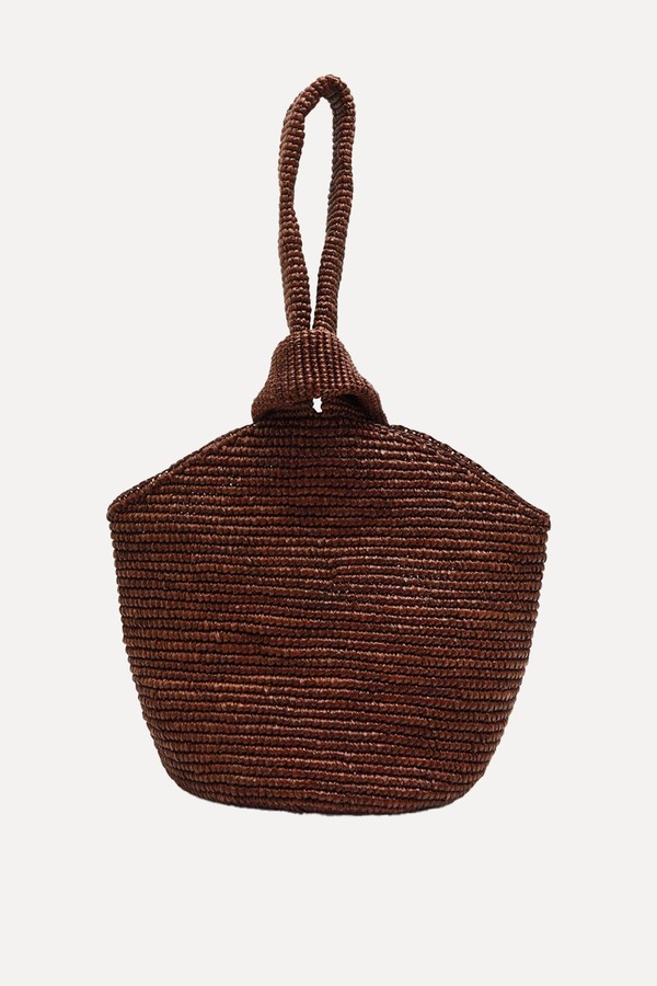 Pullthrough Mini Raffia Top Handle Bag from SENSI STUDIO