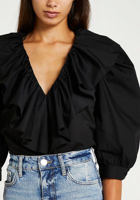 Black Ruffled Blouse  from River Island