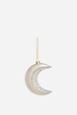 Winter Fairytale Beaded Crescent Moon Bauble