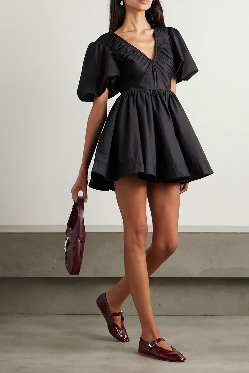 Cresting Cutout Pleated Organic Cotton-Poplin Mini Dress from AJE.