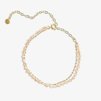 Double 16ct Yellow Gold-Plated Brass Beaded Anklet from By Nouck 