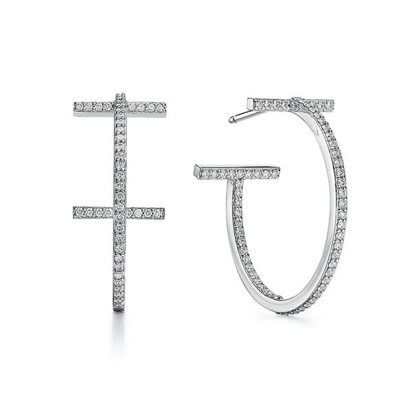 T Diamond Hoop Earrings