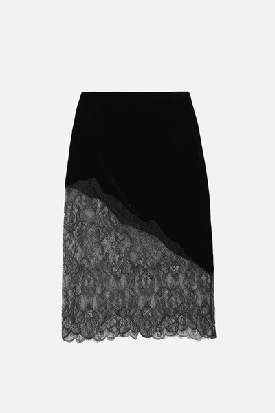 Velvet & Lace Midi Skirt from Frame