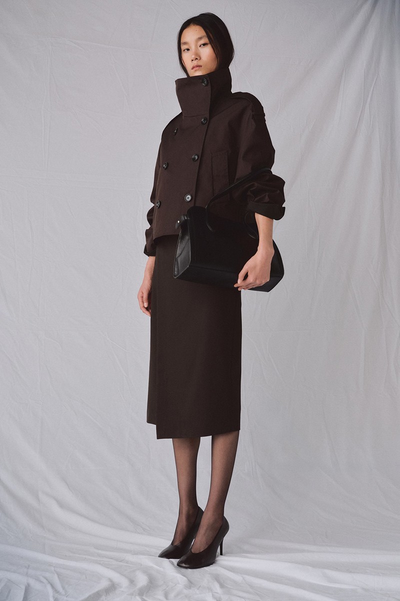 Funnel Neck Cropped Trench Coat from Mango