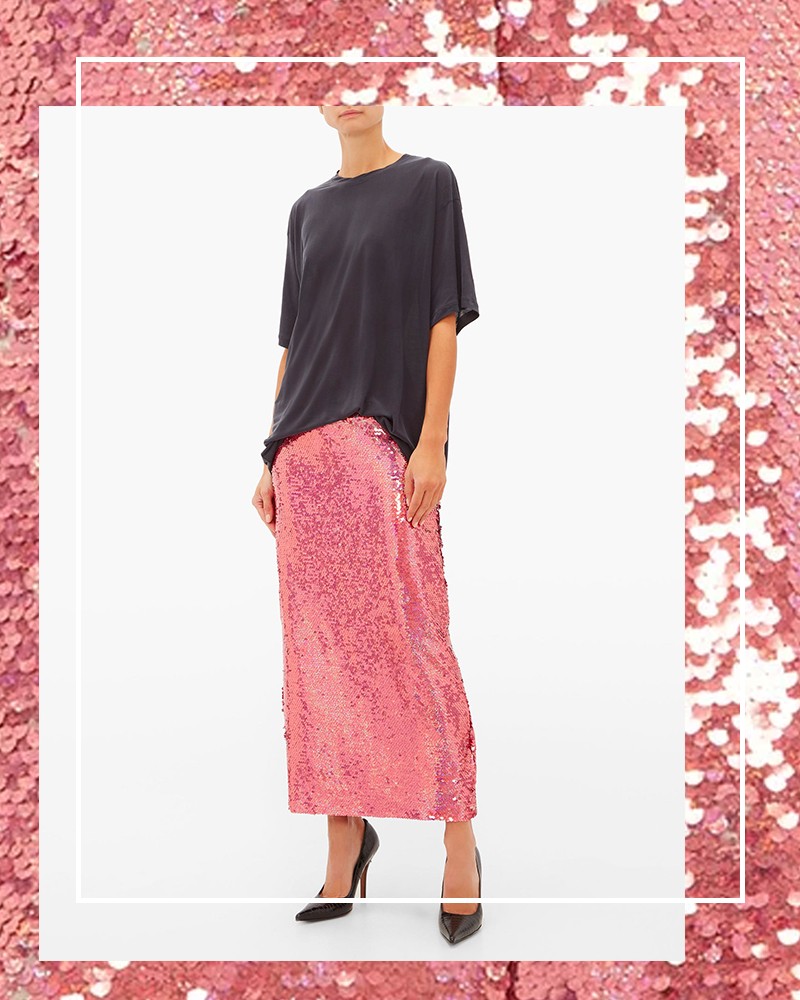 Sequinned Midi Pencil Skirt, £325 | Raey