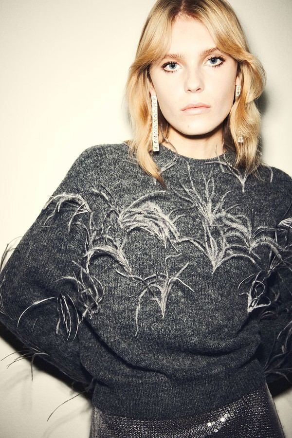 Knitted Sweater With Feathers from Mango